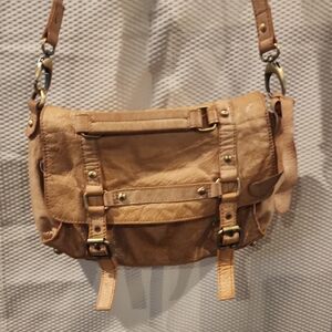 Topshop Tan Crossbody Bag with Front Buckle Accents